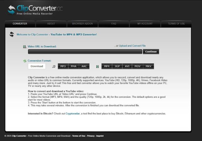 clipconverter youtube downloader