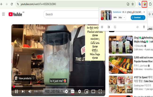 Demonstration of using Video DownloadHelper to download youtube videos