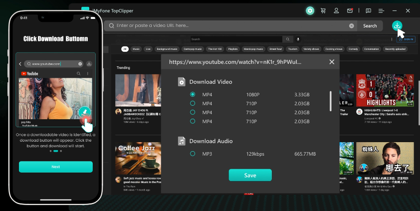 Screenshot of the interface using iMyFone TopClipper