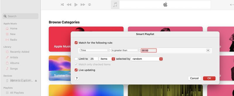 Set Apple Music Smart Playlist Rule