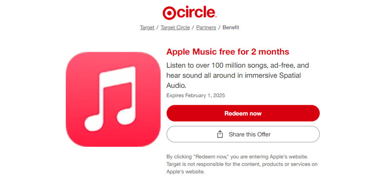 Target circle gives away 2-month of Apple Music for free