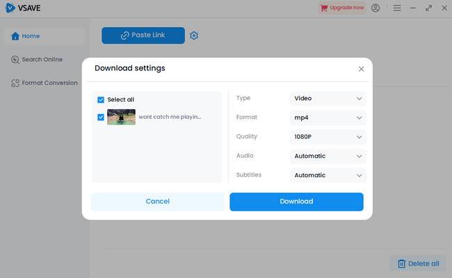 Vsave's Download button screenshot
