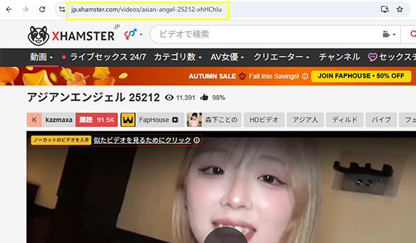xHamster　動画リンクをコピー