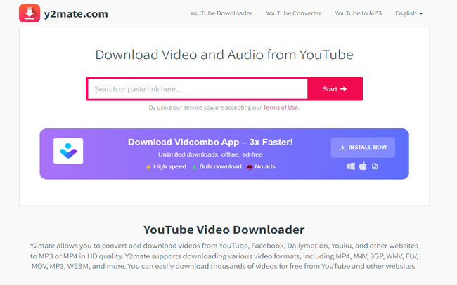 Download 4K videos using Y2mate tool