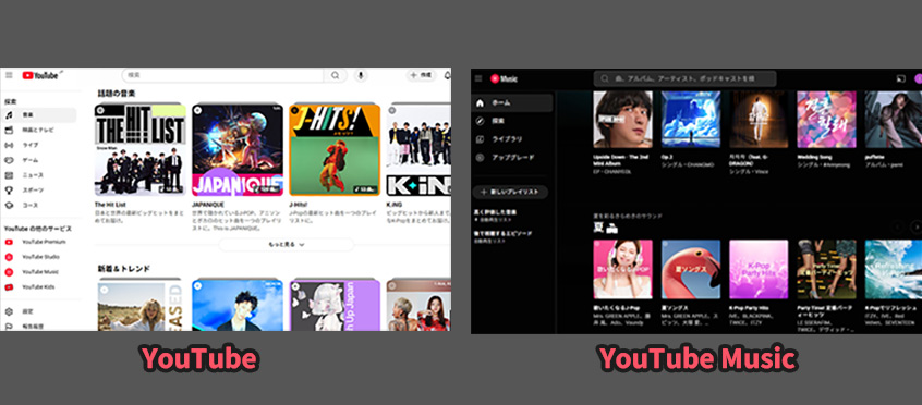 YouTubeとYouTube Musicの違い