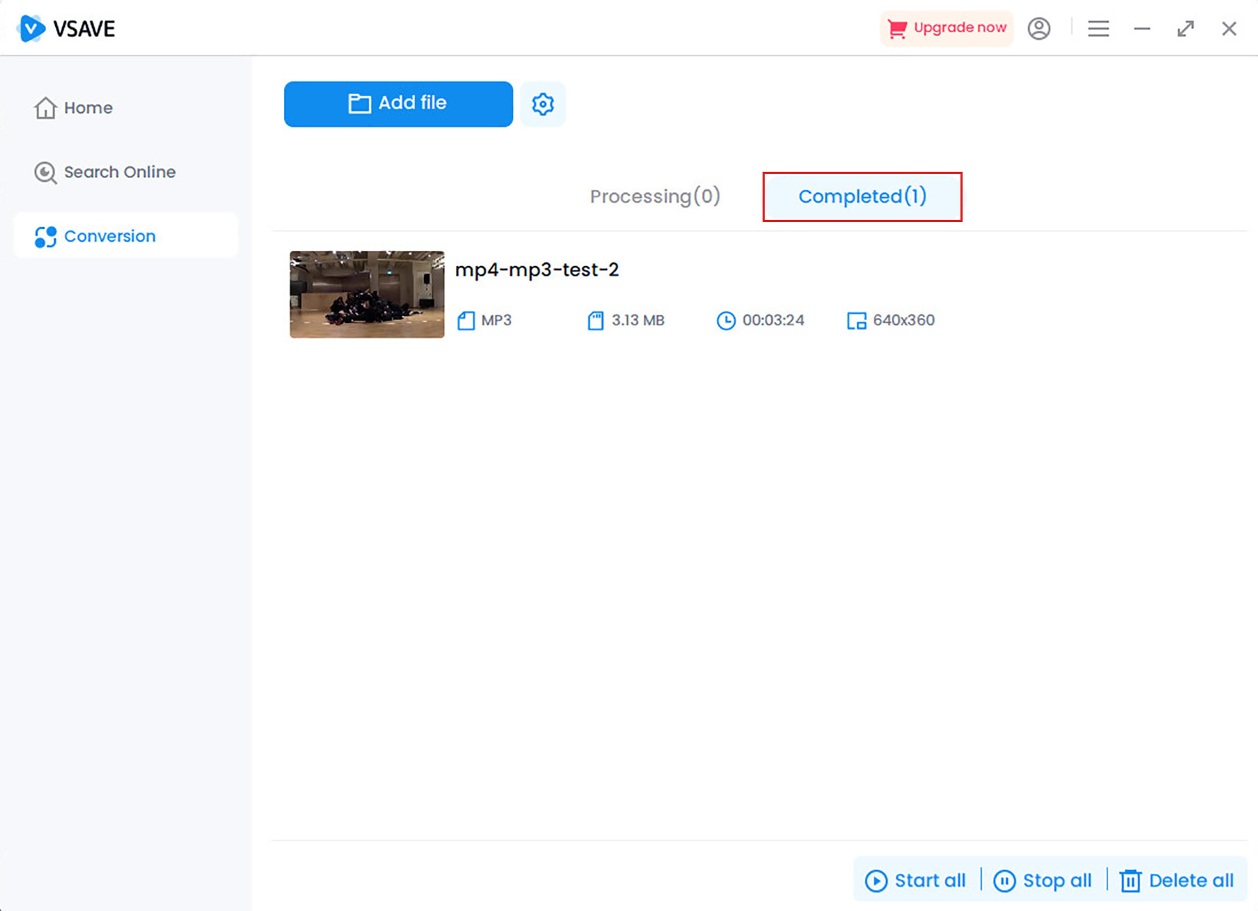 Vsave format conversion completed