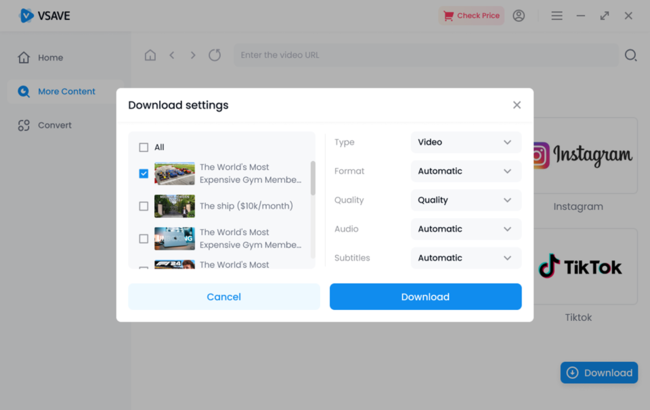Vsave download video