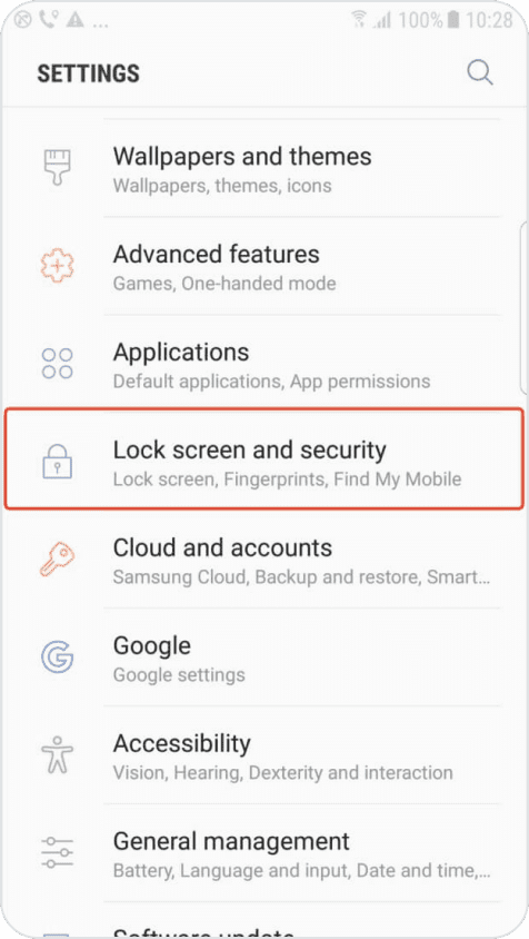 Tap on "security"