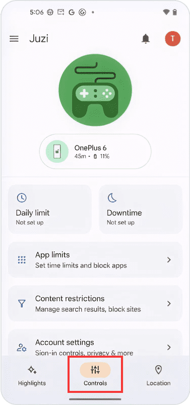 Click "Control" on the buttom bar
