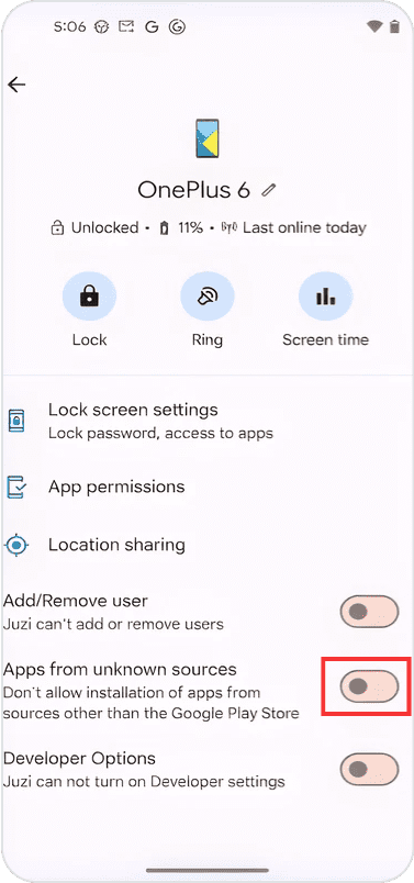 Turn on "Apps from unknow sources"